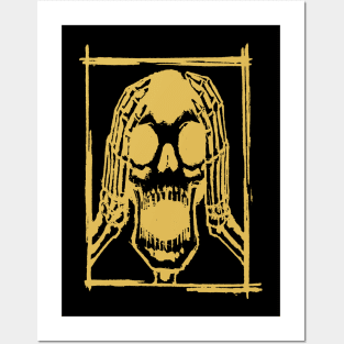 Screaming Skull Ink Art Tattoo Retro Yellow Posters and Art